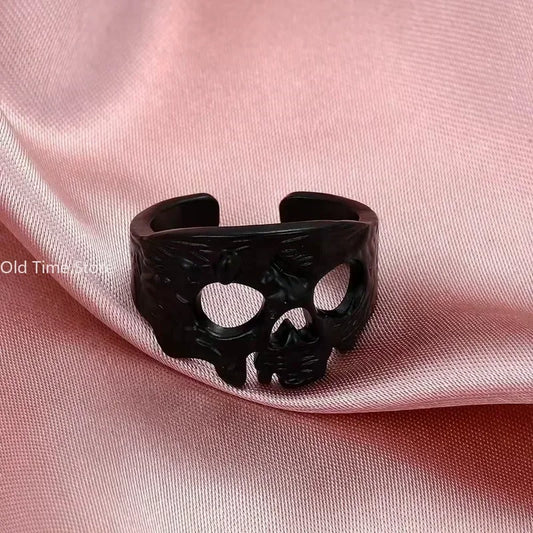 Vintage offener Ring männlicher Held übertriebener männlicher Ring europäischer Geisterkönig Schädel Herren- und Damentrend offener Modering