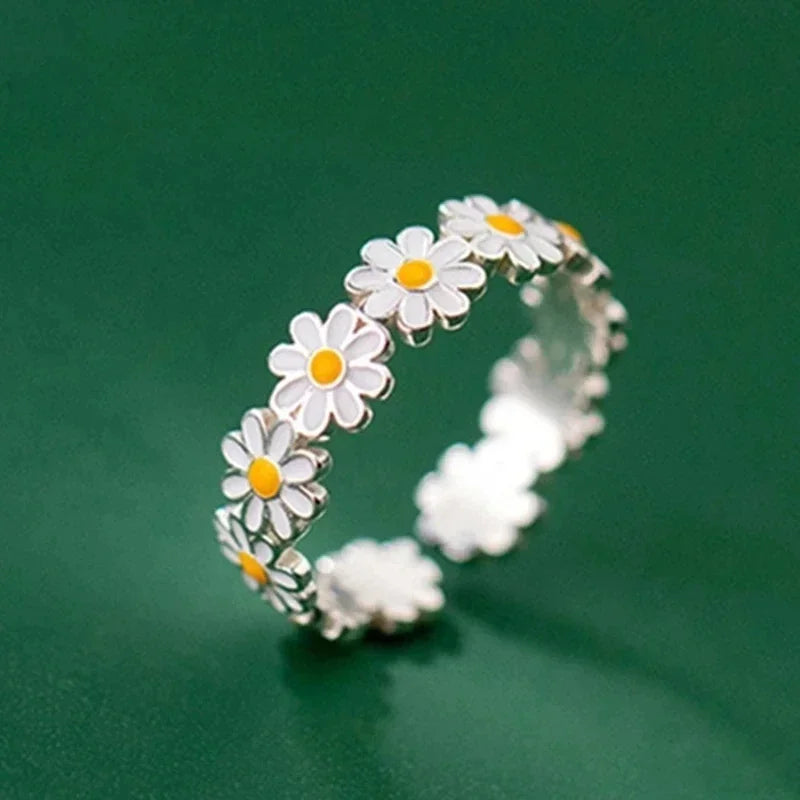 Vintage Gänseblümchen-Blumen-Ringe für Frauen, Stil, verstellbare Öffnung, Fingerring, Braut, Hochzeit, Verlobung, Statement-Schmuck