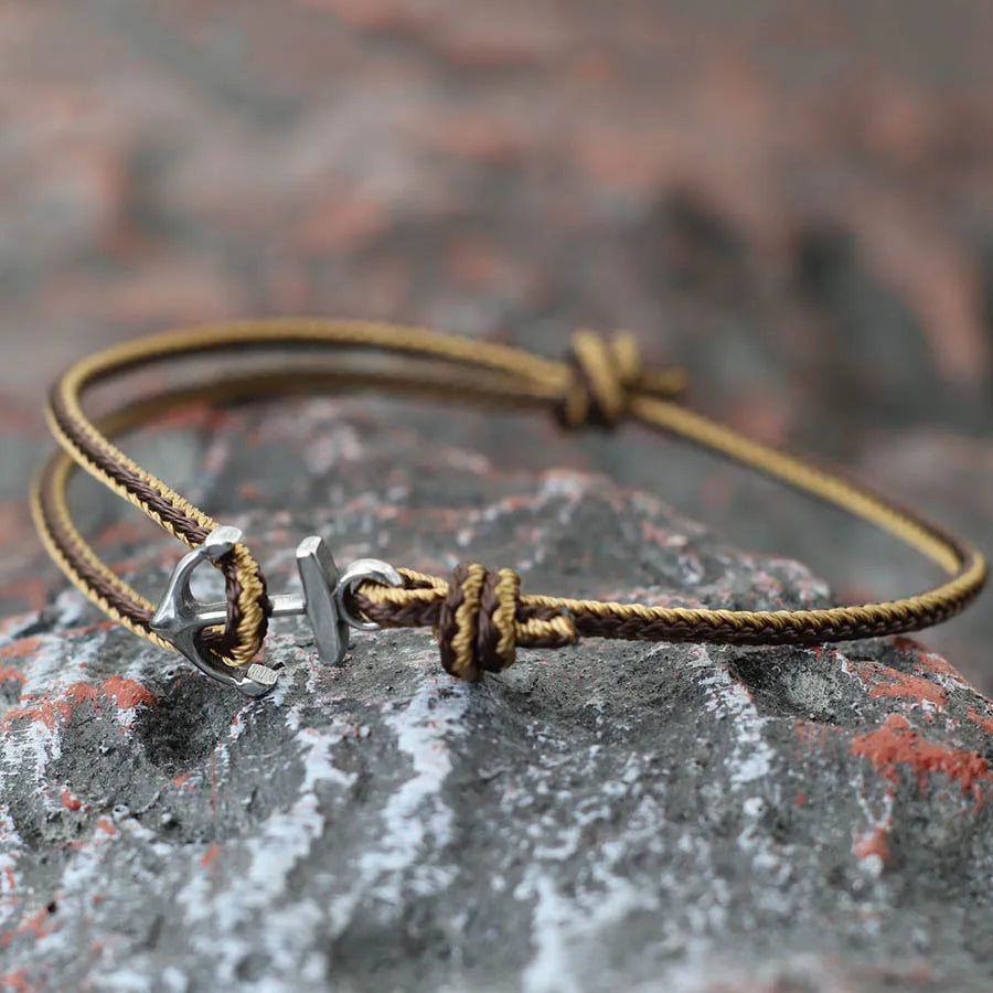 Neue Männer Anker Armband Ethnischen Stil Feines Seil Edelstahl Armband Handgemachte Einstellbare Pulsera Viking Strand Surfen Schmuck