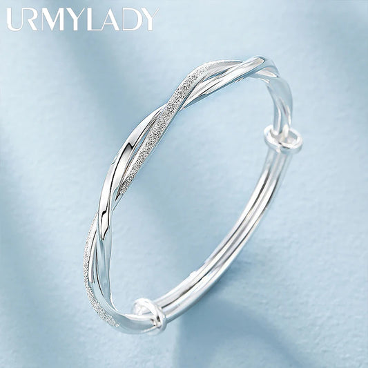 Original-Armbänder aus 925er-Sterlingsilber mit hübscher Webart, Armreifen für Damen, Mode, Party, Hochzeit, Verlobung, Schmuck, verstellbare Größe