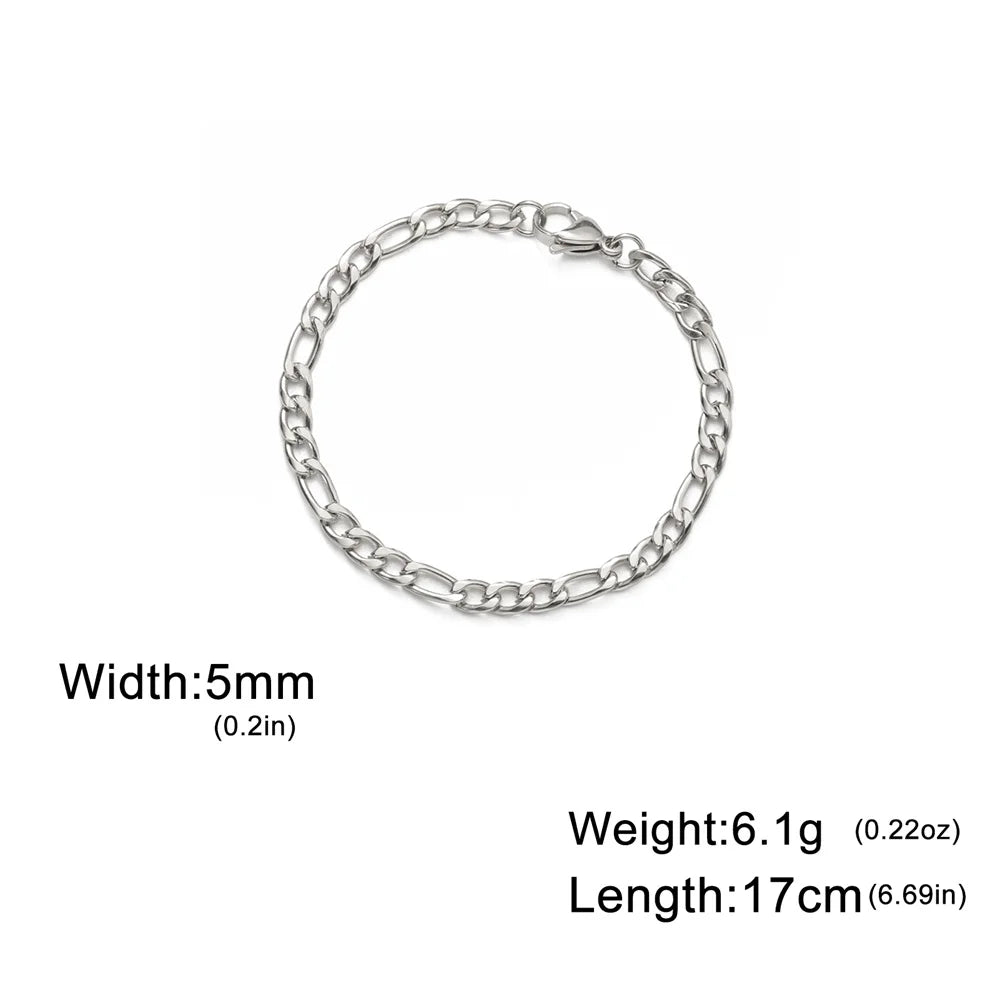 My Shape Mode kubanische Kette Männer Armband Edelstahl 3//9mm Breite Kette Armbänder Figaro Kette Junge Handgelenk Schmuck Paar
