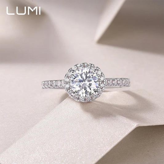 0,5–1 Karat voller Moissanit-Ring aus S925-Sterlingsilber |   Luxuriöser Braut-Verlobungsring, hypoallergener Ehering, im Labor gezwachsener Diamant