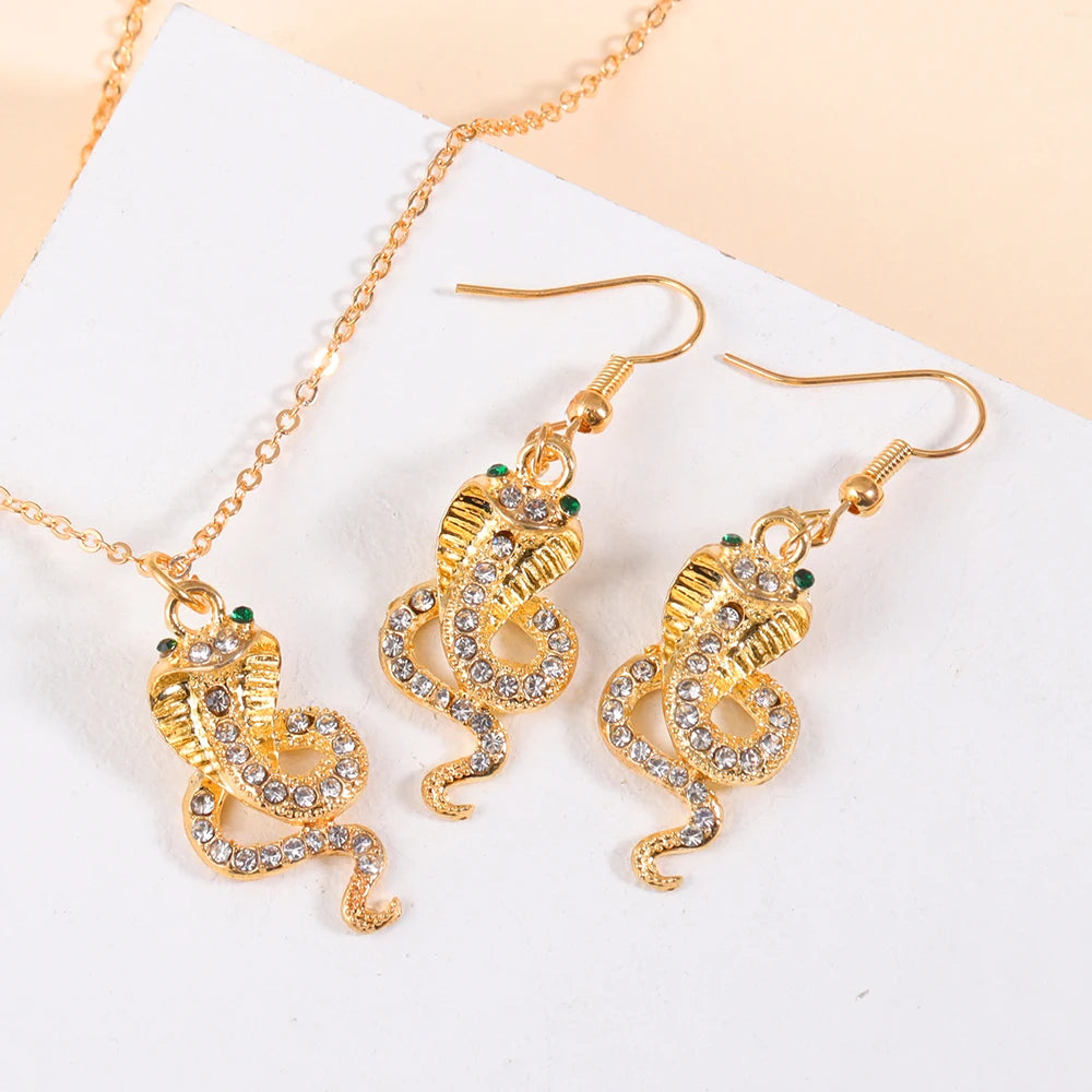 Neue Mode Gold/Silber Farbe Schmuck Set exquisite Schlange Tier Halskette & Ohrring elegante Frauen Schmuck Party Geschenke