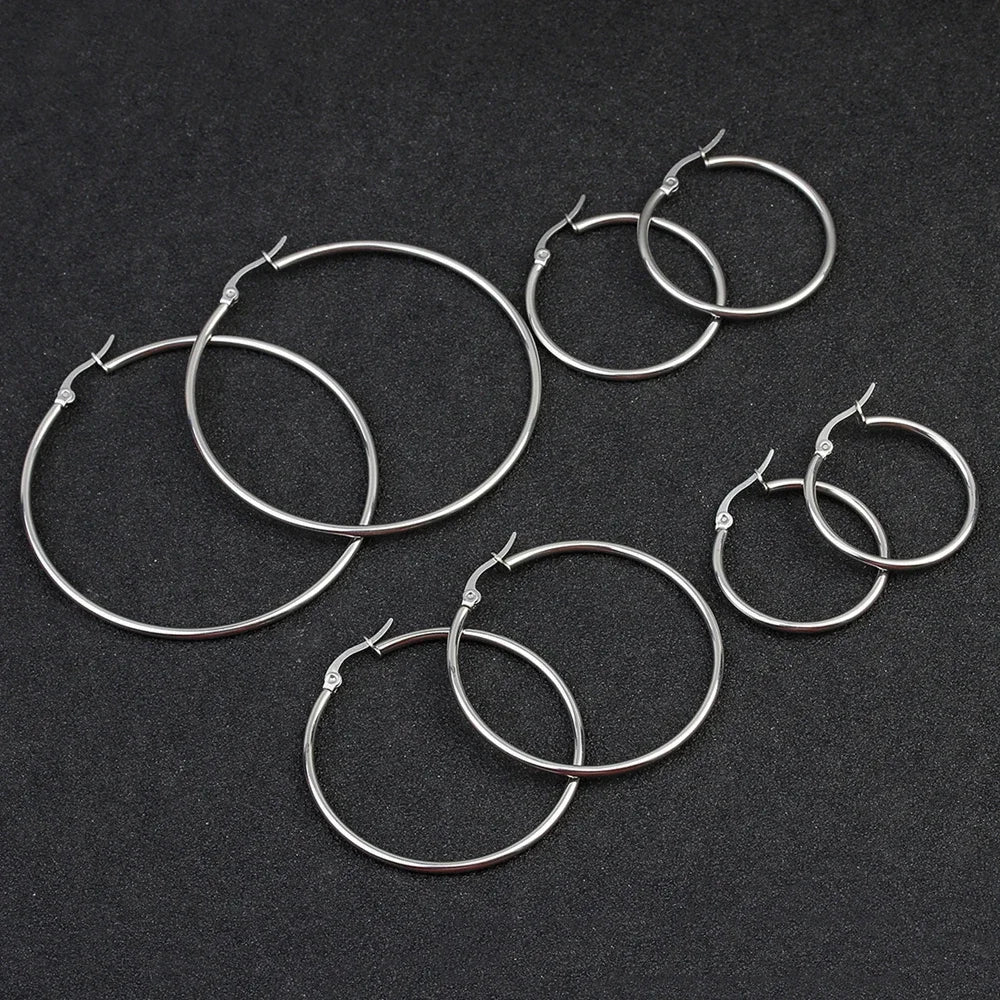 Creolen kleine große Kreis Frauen übertrieben Creolen Ohr schlaufe glatten Ring runden Ohrring Edelstahl Schmuck Großhandel
