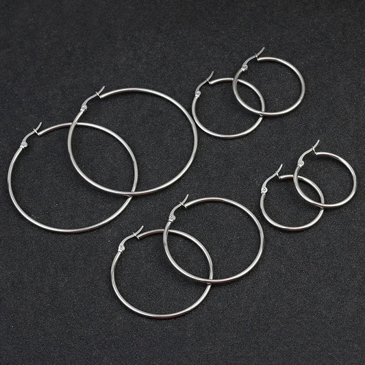 Creolen kleine große Kreis Frauen übertrieben Creolen Ohr schlaufe glatten Ring runden Ohrring Edelstahl Schmuck Großhandel