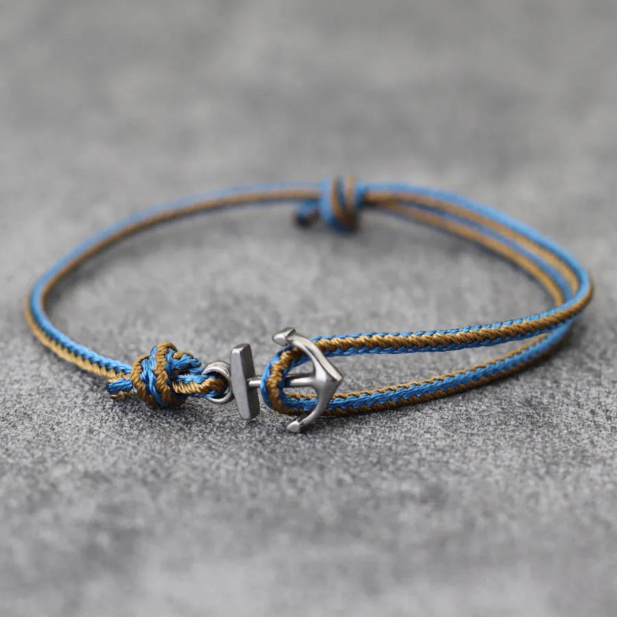 Neue Männer Anker Armband Ethnischen Stil Feines Seil Edelstahl Armband Handgemachte Einstellbare Pulsera Viking Strand Surfen Schmuck