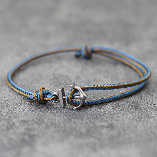 Neue Männer Anker Armband Ethnischen Stil Feines Seil Edelstahl Armband Handgemachte Einstellbare Pulsera Viking Strand Surfen Schmuck