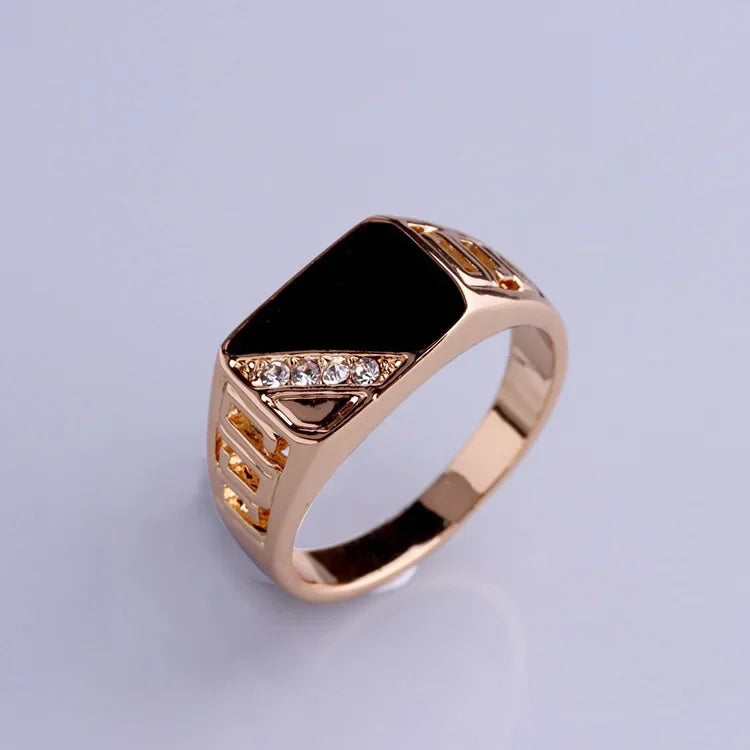 Klassische Größe 5-12 Männer Strass Ringe Fashion Party Schmuck Gold/Silber-Farbe Schwarz Emaille Männliche Finger Titan edelstahl Ring