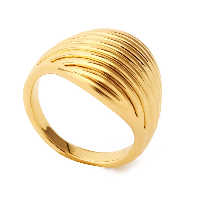 VAROLE Minimalismus Welligkeit Chunky Ringe Für Frauen Gold Farbe Hochzeit Ring Modeschmuck Urlaub Bague