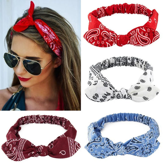 Neue Boho Frauen Weiche Solid Print Stirnbänder Vintage Kreuz Knoten Elastische Haarbänder Turban Bandanas Mädchen Haar Bands Haar Zubehör