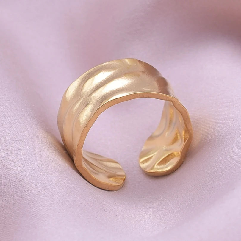 1/2/3 stücke mischen Farbe klobigen breiten Ring offene Edelstahl ringe für Frauen Männer Accessoires unregelmäßige Oberfläche kpop Modeschmuck