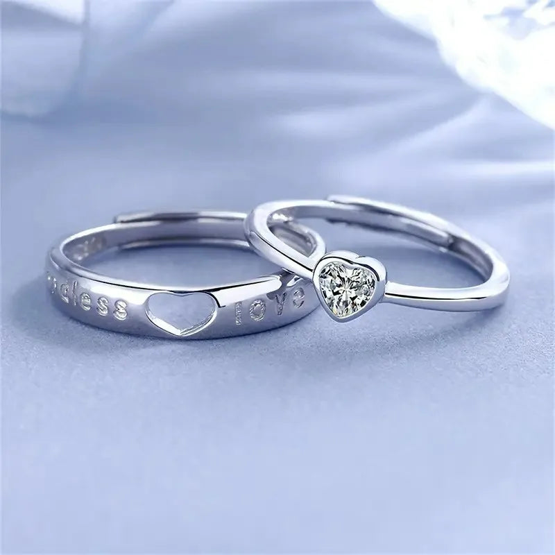 2 Teile/sätze Zirkon Liebe Herz Passenden Paar Ringe Für Immer Endlose Liebe Hochzeit Ring Für Frauen Männer Liebhaber Valentinstag schmuck