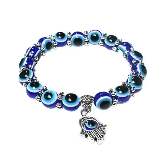 2 Stück Vintage Blue Evil Eye Armband für Frauen, die Glück, Amulett, Hand der Fatima wünscht, Armband, Glück, Türkei, bunt, einfach, trendig