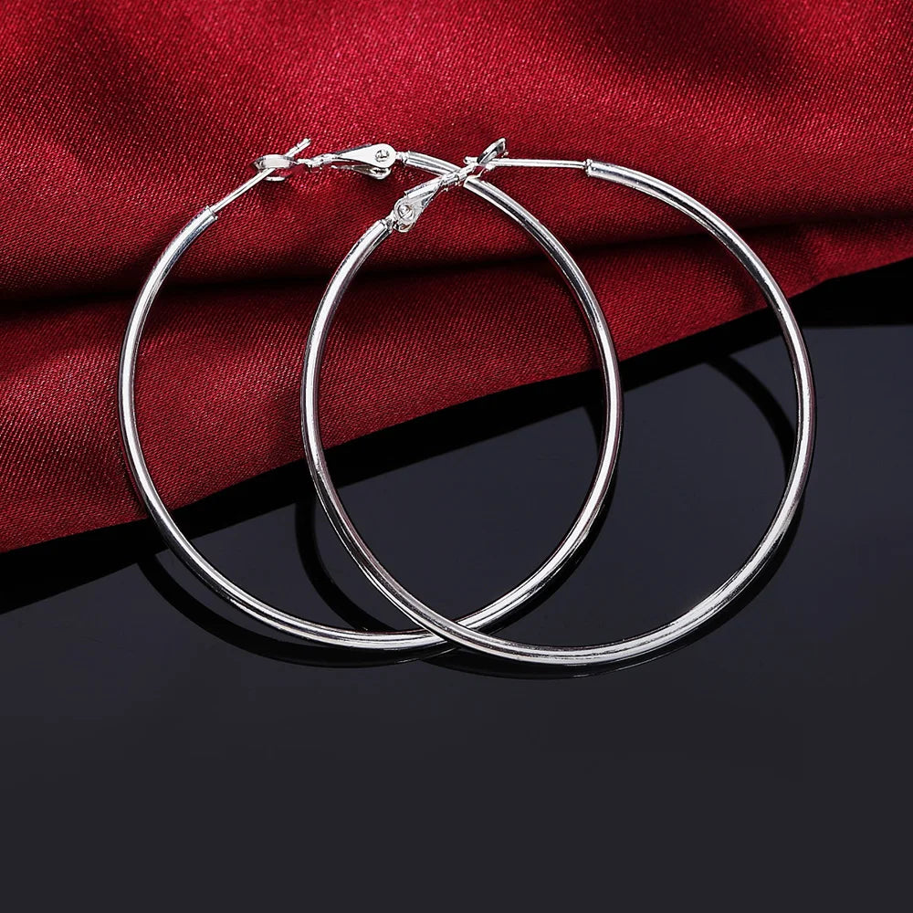 Creolen aus 925er-Sterlingsilber, großer Kreis, rund, 5/6/7/8 cm, für Damen, Ehering, Ohrring, luxuriöse Qualität, Schmuckzubehör