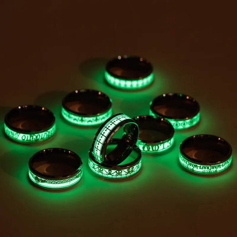 Leuchtender Edelstahl-Liebesherz-Paarring für Paare, EKG, leuchtet im Dunkeln, Herzschlag, fluoreszierende Ringe, Zubehör, Geschenke für Freunde
