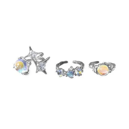 2024 mode Schmuck Kristall Ringe Herz Einstellbare Ring Unregelmäßige Geometrie Punk Vintage Ringe Set für Frauen Mädchen Heiße Verkäufe