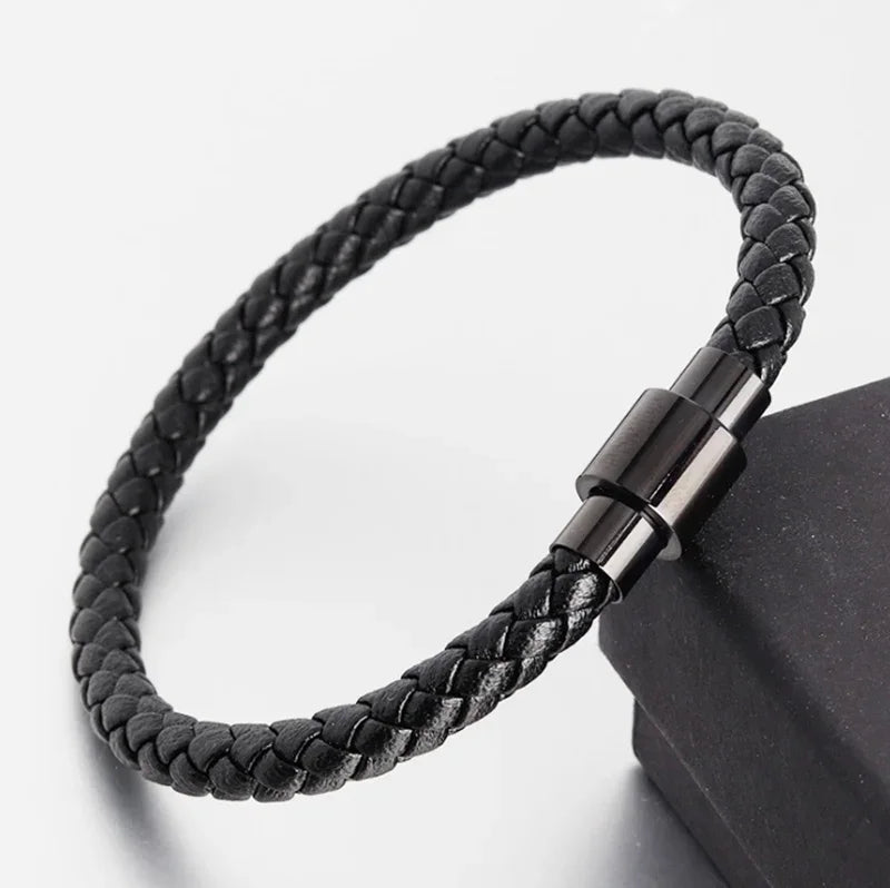 Retro Punk Fahrradkette handgewebtes Lederarmband mit Metallschnalle für Männer Motorradfahrer Rock Party Schmuck Geschenk