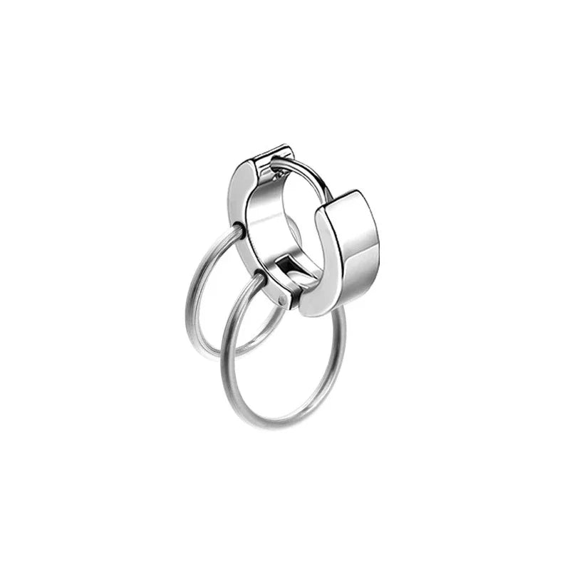 Geometrie Unisex Titan Edelstahl Drop Creolen chinesische Charakter Quaste Kette Mann Stern Kreuz Drachen feder