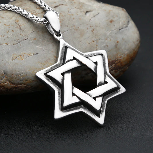 Vintage Mode Davidstern Anhänger männer 316L Edelstahl Punk Hip Hop Sechszackigen Stern Halsketten Biker Schmuck Großhandel