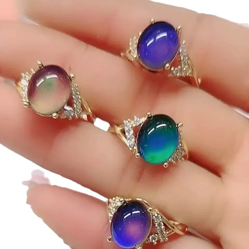 Retro Einstellbare Stimmung Ringe für Männer Frauen Temperatur Control Farbe Oval Mode Schmuck Paare Messen Ändern Farbe Ring