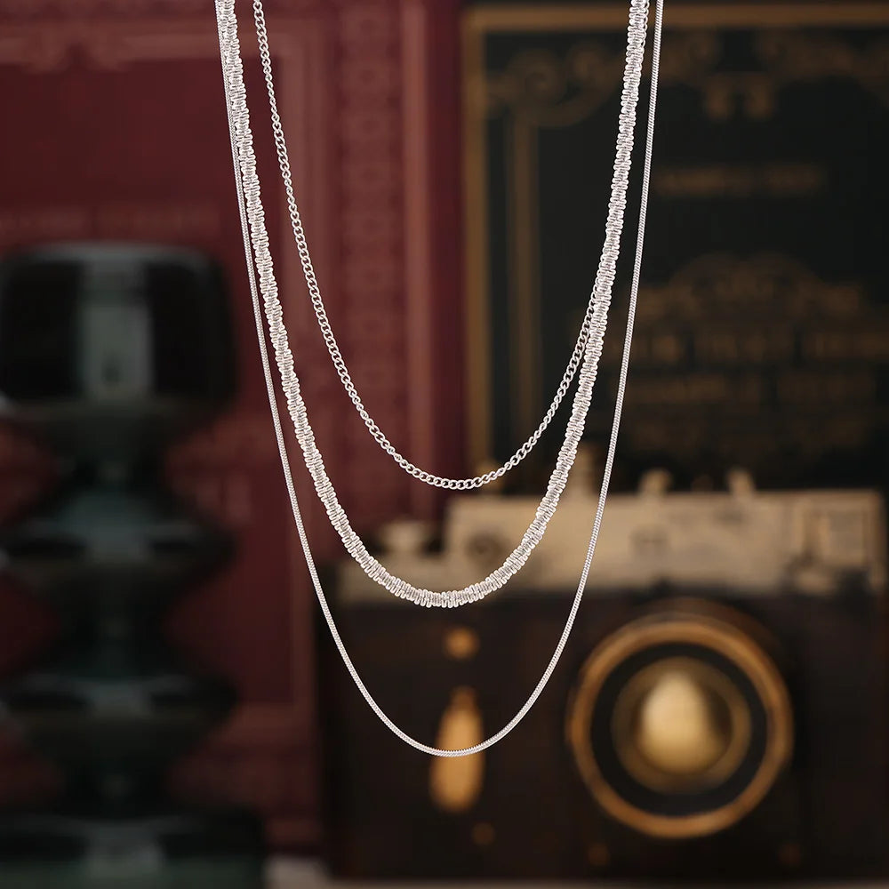 Mehr schicht ige Schlangen kette Halskette für Frauen Männer Silber Farbe Edelstahl Choker Charm Halskette weiblichen Hip Hop Schmuck