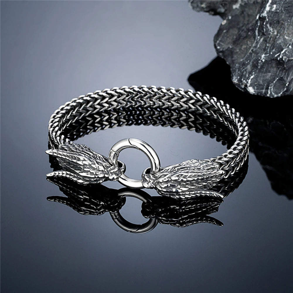 Vintage Drachenfamilie Drachenkopf Armbänder Herren Punk Edelstahl Kubanische Kette Biker Armband Ethnischer Charme Männlicher Schmuck Geschenk