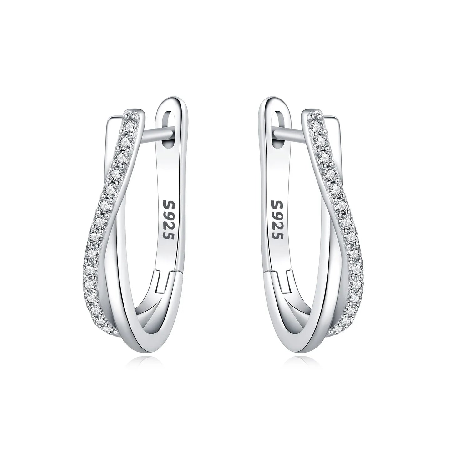Ohrringe aus 925er-Sterlingsilber, Stern-Ohrringe mit gedrehter Linie, Schmuck, vielseitige Creolen für Frauen, Schmuck, feine Geburtstagsfeier-Geschenke