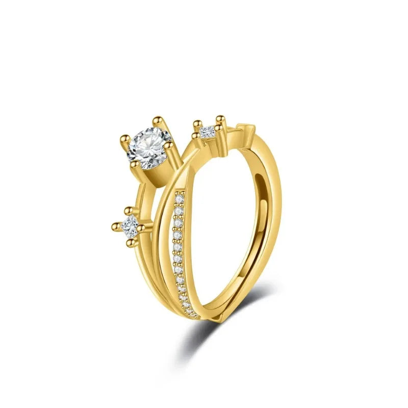 Luxus Zirkon Herz Ringe für Frauen Öffnung Einstellbare Weben Strass Ring Verlobung Hochzeit Schmuck Mode Freundin Geschenke