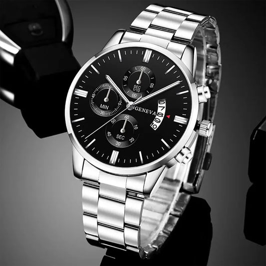 Mode herren uhren luxus silber edelstahl quarz armbanduhr mann business uhr für männer kalender uhr reloj hombre