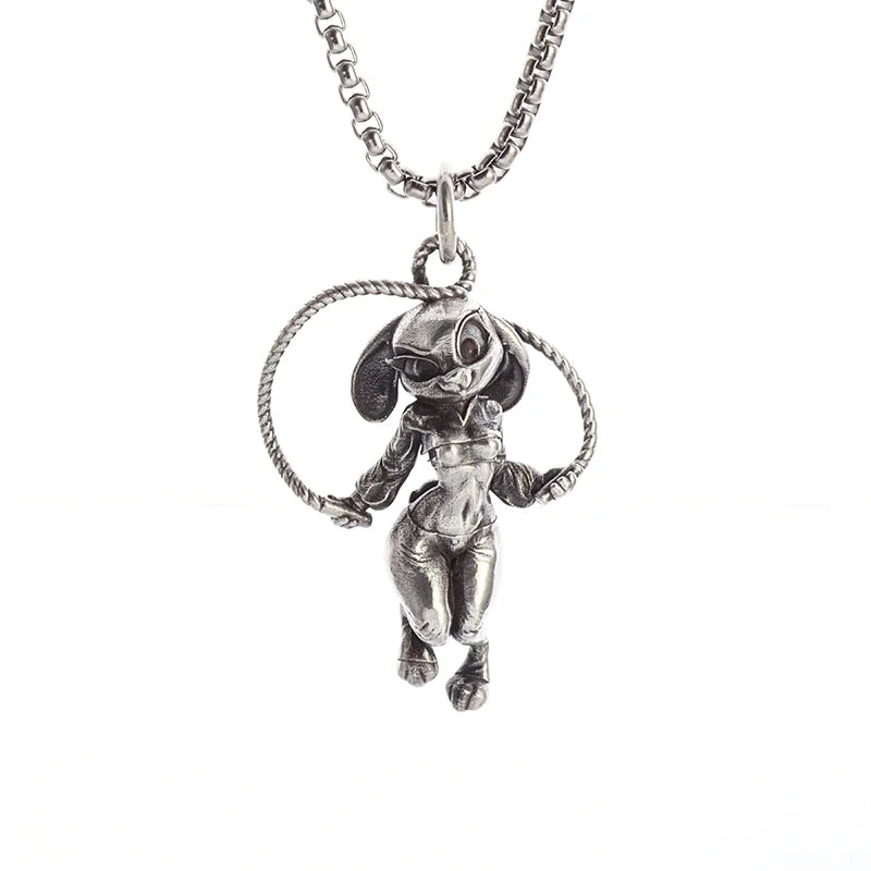 Versilberte Anime Mecha Schönes Mädchen Mädchen Anhänger Halskette Männer und Frauen Hip-Hop Rock Punk Trendy Schmuck Geschenk