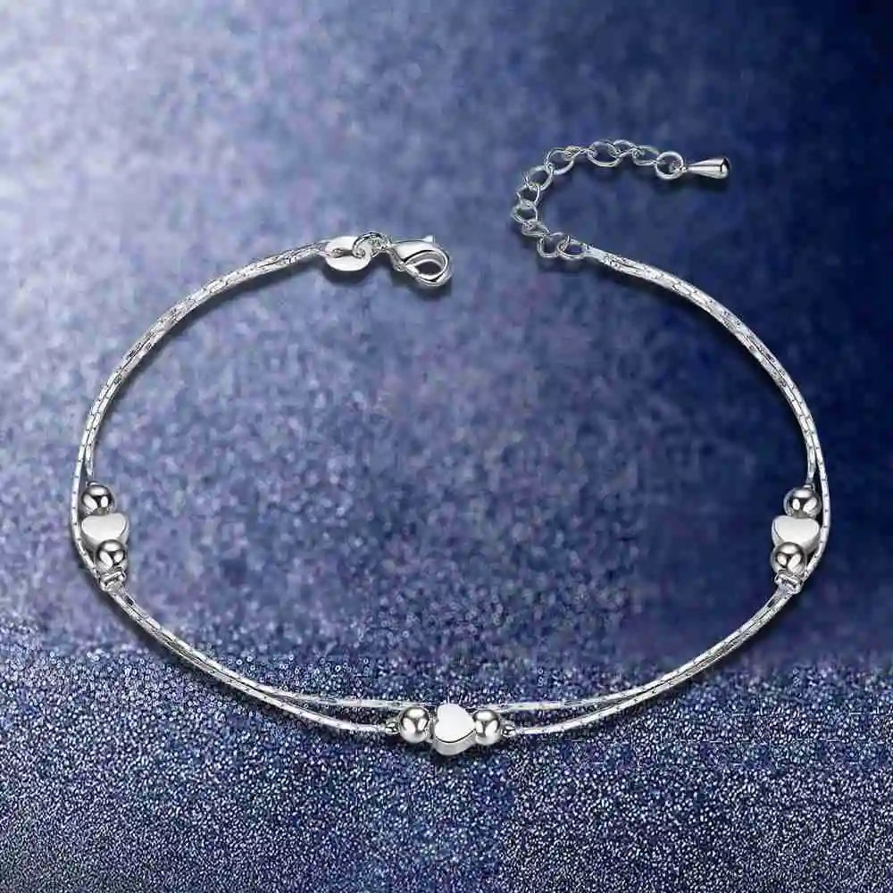 Herzförmige Fußkette Fußkettchen Armbänder 925er Sterlingsilber Modeschmuck für Frauen Großhandel