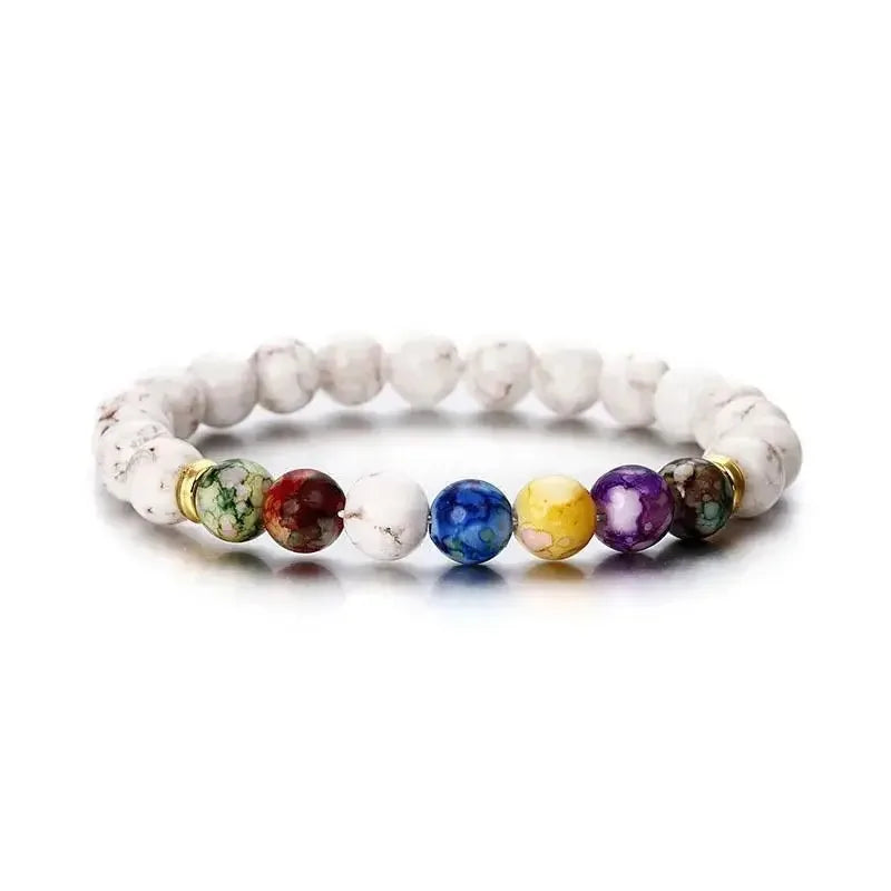 Klassisches 7-Reiki-Heil-Chakra-Perlen-Armband, Naturstein, geflochten, Yoga, Balance, Energieperlen, vulkanisches Armband für Männer und Frauen