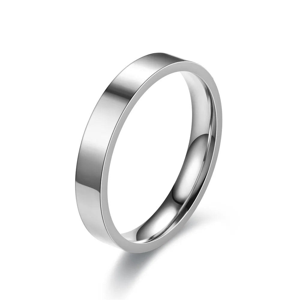 4mm Einfachheit Flache Edelstahl Ringe Japanische Koreanische Mode Glänzend Titan Stahl Finger Ringe für Jugend Junge Mädchen Schmuck