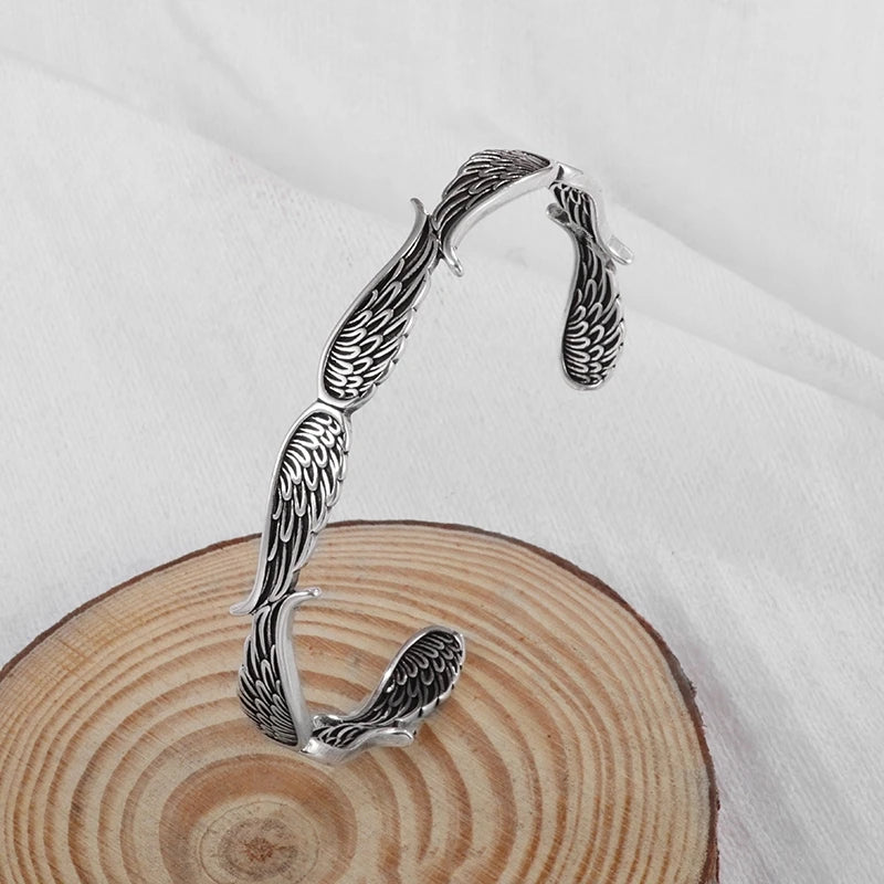 Silberfarbenes Feder-Manschettenarmband für Männer und Frauen, Vintage-verstellbares Armband, Armreif, Modeschmuck