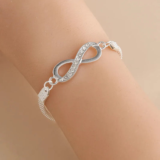 Strass-Unendlichkeitsarmband, Legierungssymbol, Nummer 8, Armband für Damen und Herren, Modeschmuck