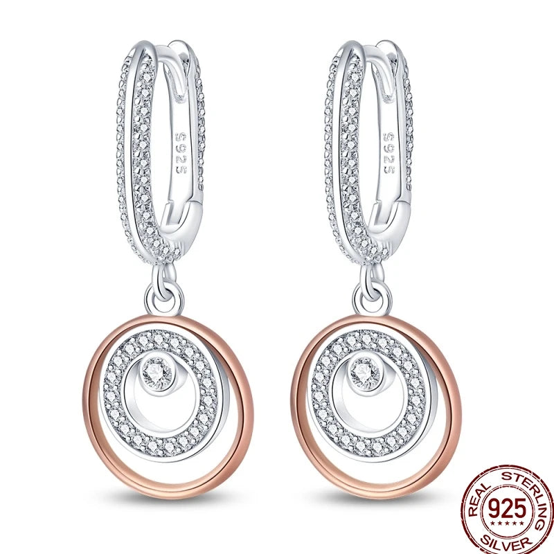 Ohrnadel aus 925er-Sterlingsilber, minimalistisch, gedreht, rund, Gold, Creolen, modisch, Zirkon, Ohrschnalle, Hochzeit, Damenschmuck, Geschenk