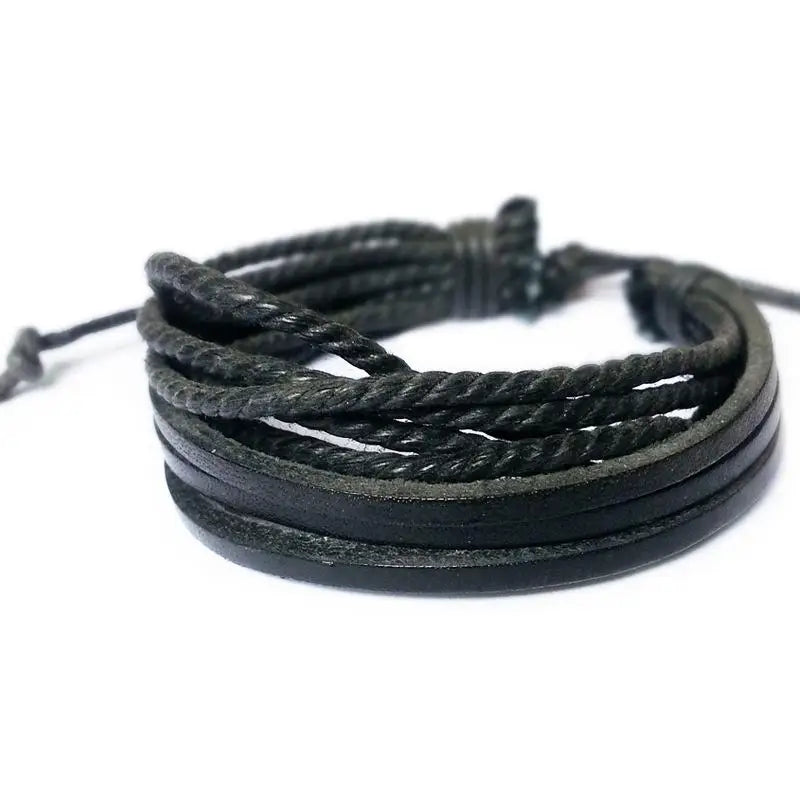 Freizeitmode Herren Handgewebtes Lederarmband Mehrschichtiges Paararmband