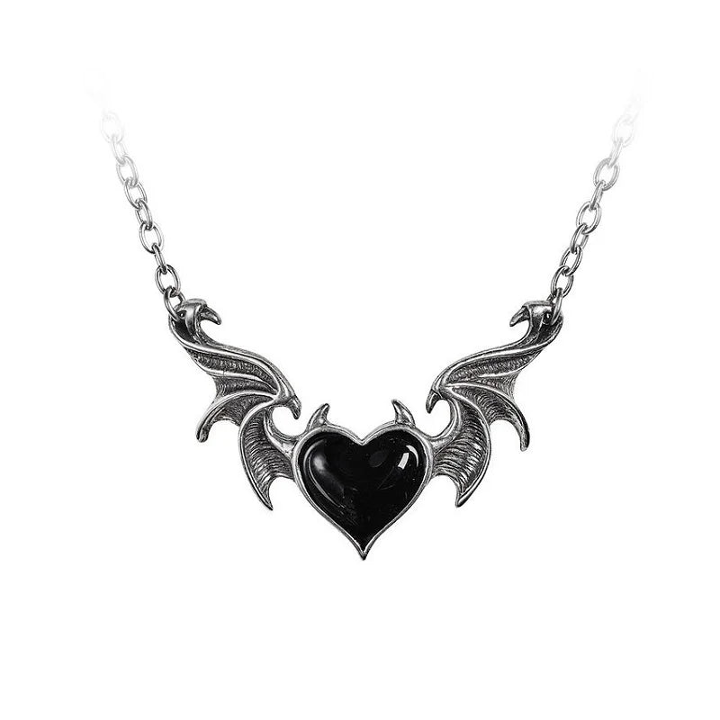 Gothic Vampire Bat Halskette Herz Anhänger Halskette Für Männer Frauen Hexe Schmuck Zubehör Bat Charme Halsband Beste Freund Geschenke