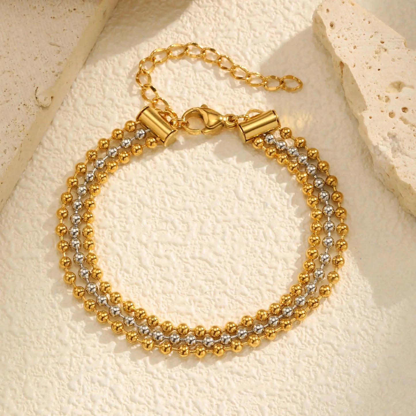 Klassisches mehrschichtiges Perlenkettenarmband, Damenarmbänder aus Edelstahl, trendiger Schmuck als Muttertagsgeschenk