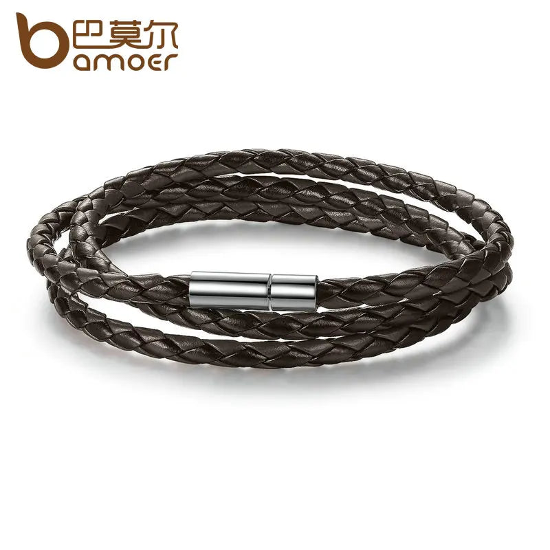 BAMOER 6-farbige Großhandelsarmbänder mit langer Kette, verstellbare Magnetschnalle, Unisex, PU-Lederarmbänder für Damen und Herren, Modeschmuck