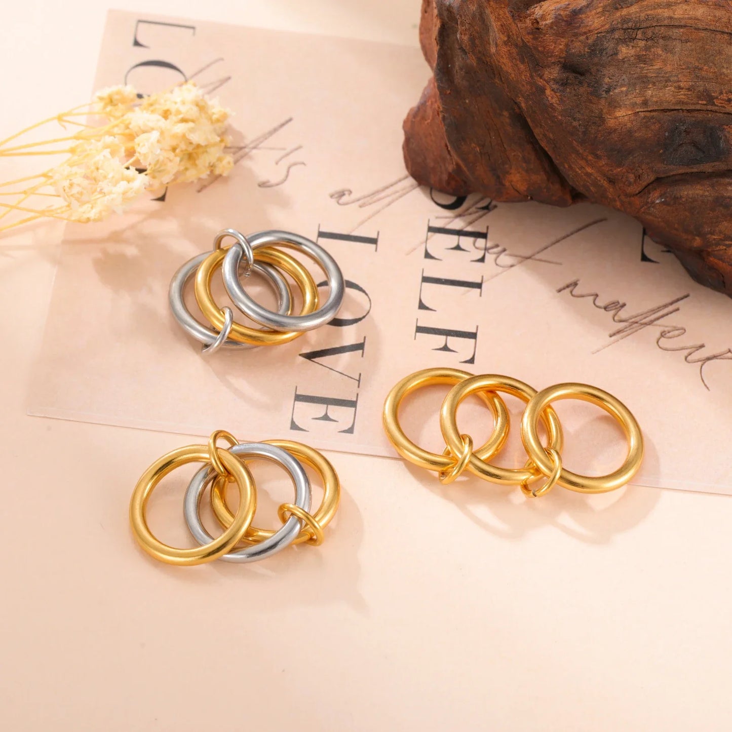 Teamer Frauen Mehrere Schichten Ringe Edelstahl Gold Farbe Klar Zirkon Finger Ring Minimalistischen Mode Schmuck Geschenk Großhandel