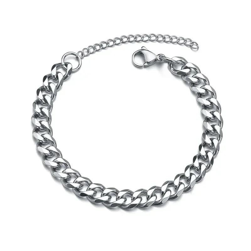 3/5/7mm Männer Armbänder Edelstahl Kette Armbänder Chunky Kubanischen Silber Farbe Link Kette Klassische Punk schwere Männliche Schmuck Geschenke