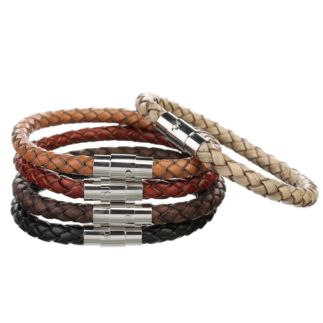 1pc 19/20/21/22cm Mode Design Woven Vintage Echtes Leder Seil Magnetische Schnalle männer armband Für Männer Schmuck Geschenke