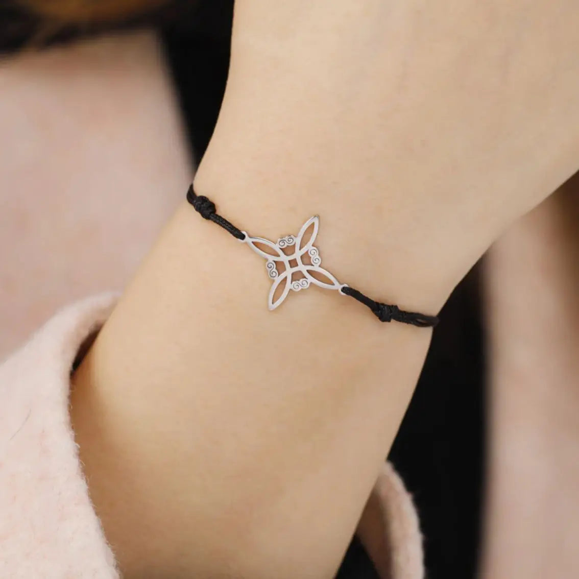 LIKGREAT Armband mit irischem Hexenknoten für Damen und Herren, keltischer Knoten, gewebtes Seil, Schmuck, Edelstahl, Amulett, Talisman, Geburtstagsgeschenk