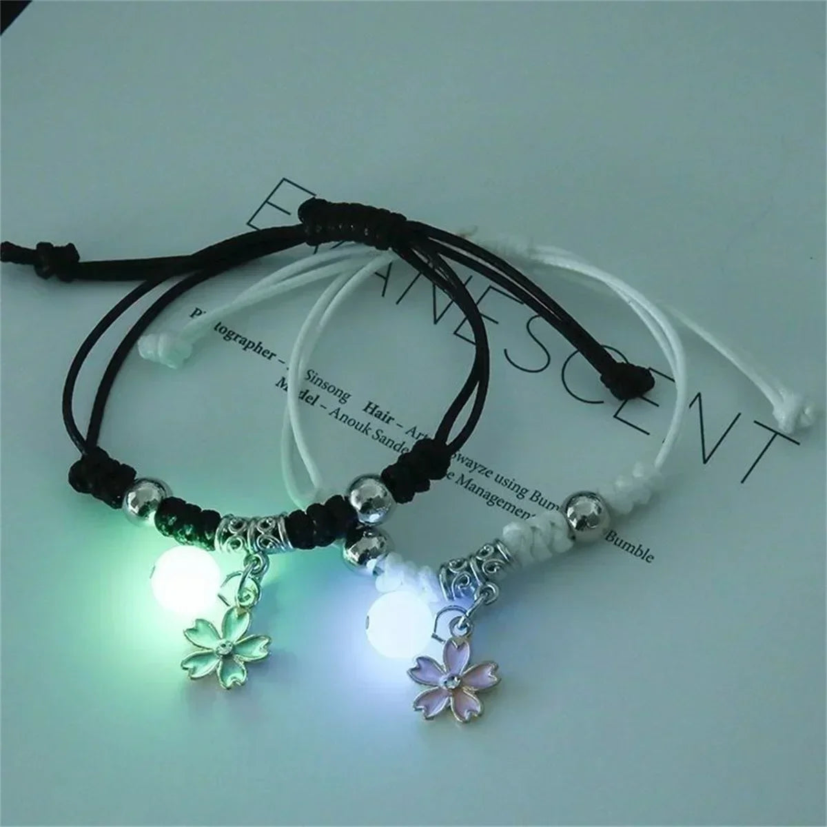 Mode Leuchtende Perlen Stern Paar Armband Für Frauen Männer Charming Blume Herz Key Lock Kreuz Passenden Freund Armband Schmuck