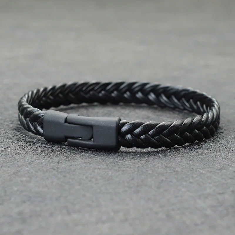 Noter Neue Männer Leder Armband Handgemachte Weaven Einfach Haken Punk Armband Homme Freizeit Zubehör Hiphop Rock Armband Pulseira