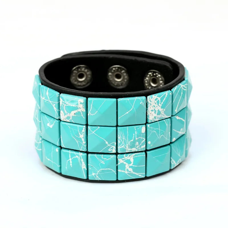 Mode 9 Farben Doppel Gürtel Leder Handgelenk Freundschaft Große Breite Armband Für Männlich Weiblich Schnalle Vintage Punk Schmuck