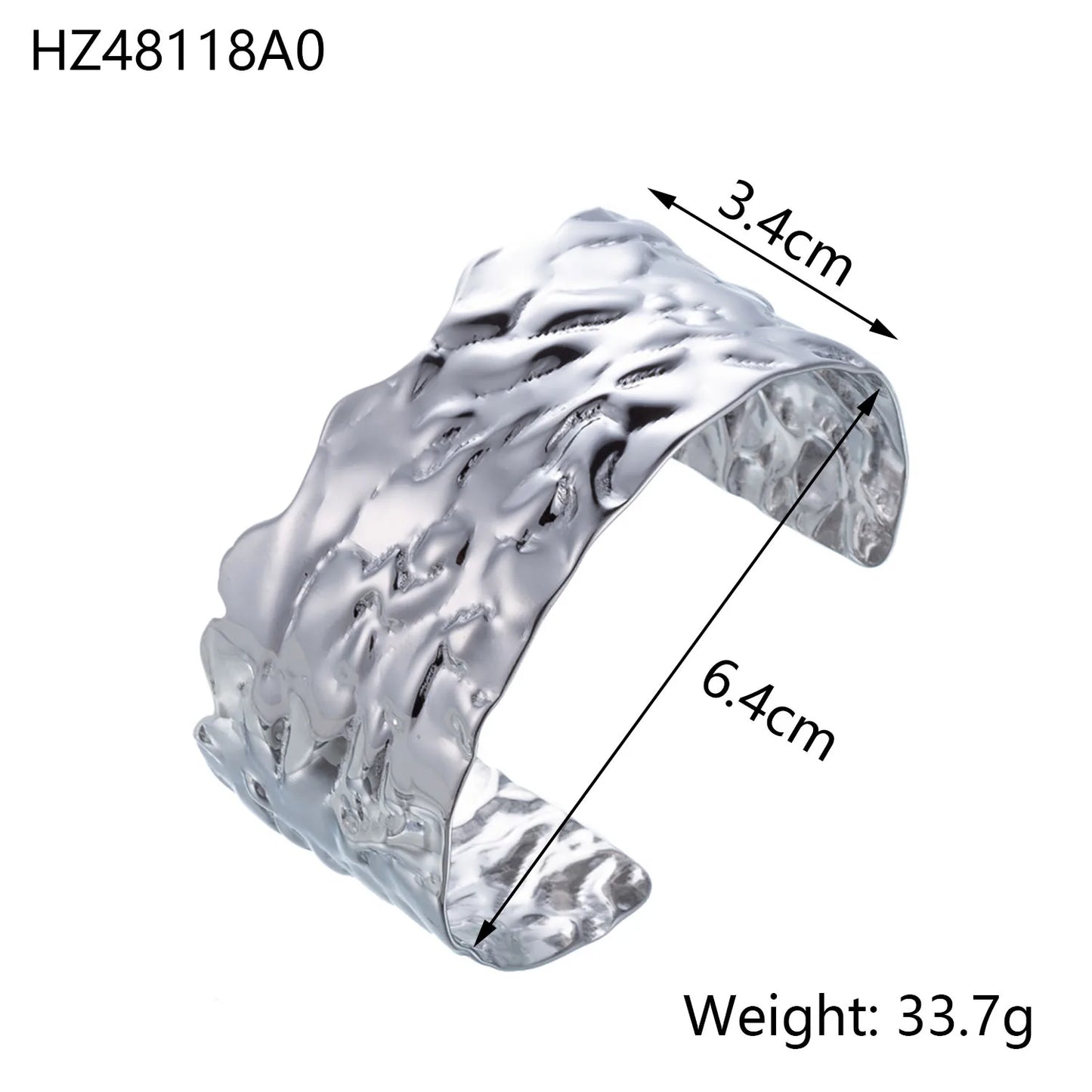 CARLIDANA Minimalistisches, hochwertiges neues Design, PVD-Silberfarbe, Edelstahl, modische Manschette, hohle Armreifen, Armband für Frauen