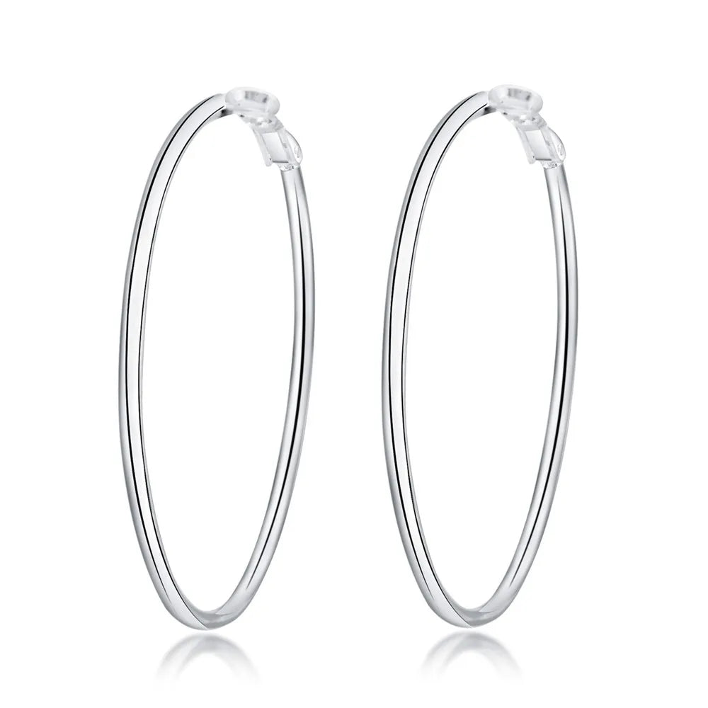 Creolen aus 925er-Sterlingsilber, großer Kreis, rund, 5/6/7/8 cm, für Damen, Ehering, Ohrring, luxuriöse Qualität, Schmuckzubehör