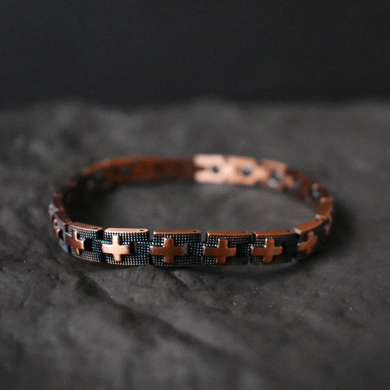 Armbänder aus reinem Kupfer für Männer, magnetisches Armband, Wikinger-Kreuztherapie, Arthritis, Handkette, gesunder Schmuck, männliches Armband